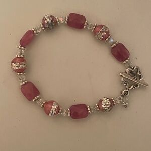 Pretty Pink Beaded Bracelet - Handcrafted